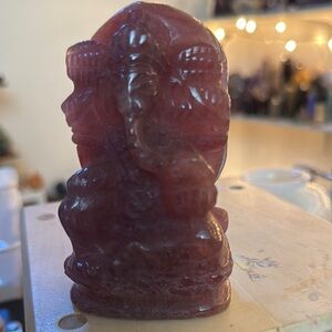 Strawberry Quartz Ganesha crystal handcarved 4”1/4x 2”1/2
